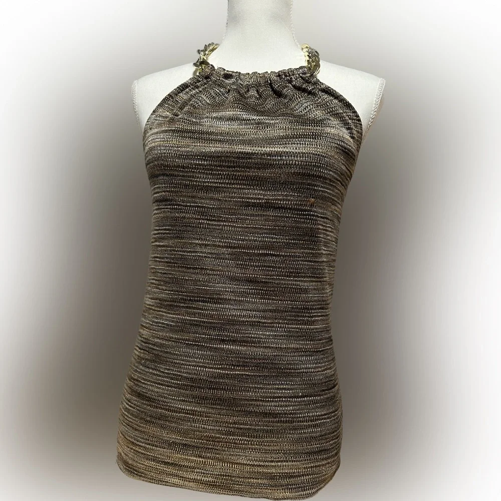 Cache Size M backless top with adjustable chain neckline. - Picture 1 of 8